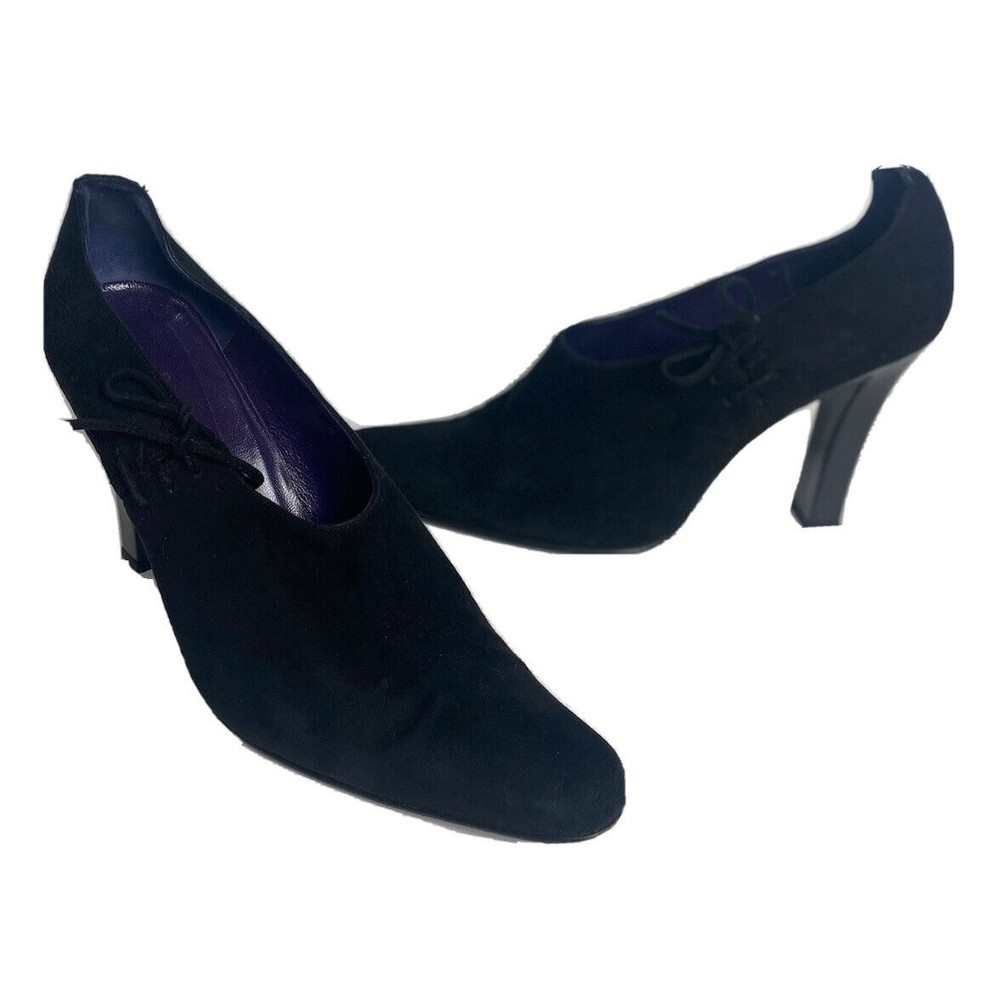 Ralph Lauren Purple Label BLACK Suede Classic Pumps Shoes Size 9.5 B